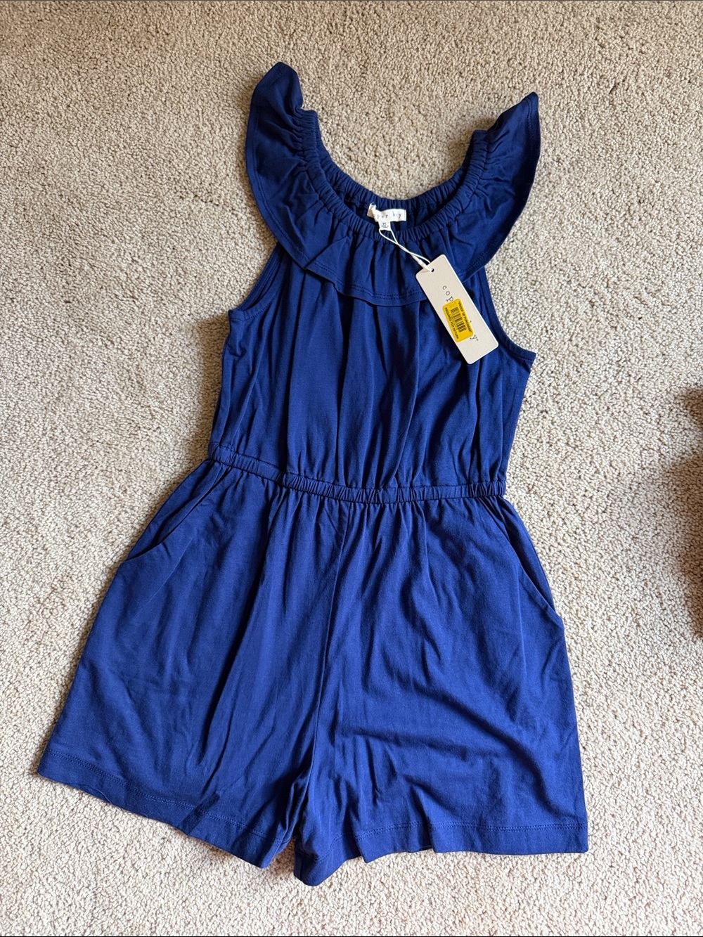 NWT Girls Navy Ruffle Romper - Copper Key